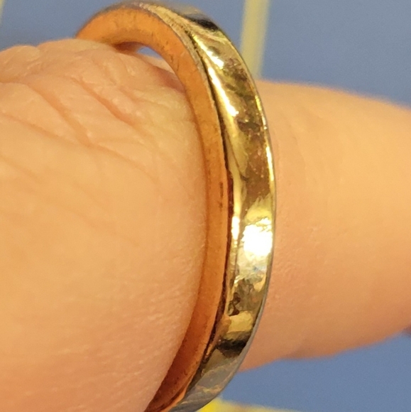 Striped Textured Gold Tone Band - Picture 2 of 3